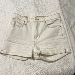 High rise white shorts